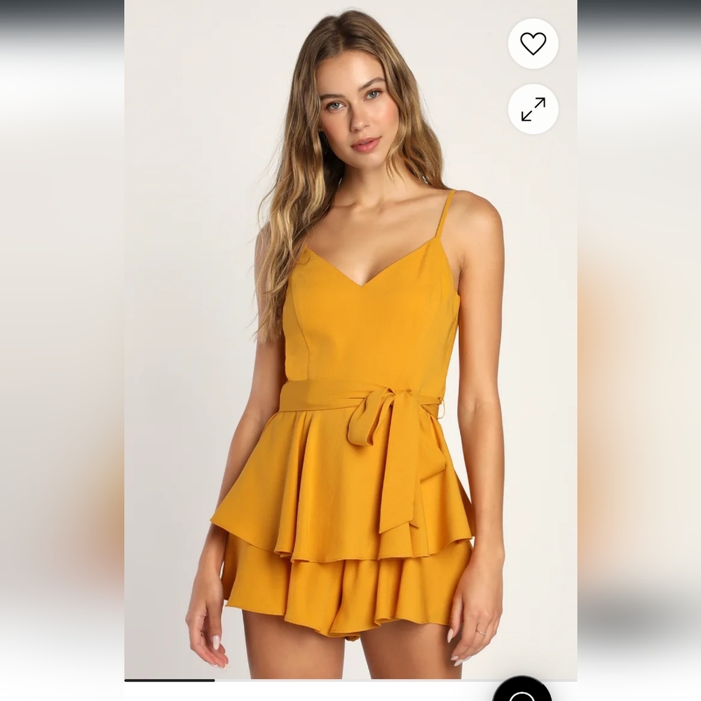 Lulus Mustard Yellow Ruffled Romper